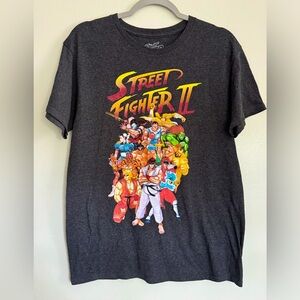 STREET FIGHTER II - Cast Graphic T-Shirt - Size Medium - Gray - Capcom